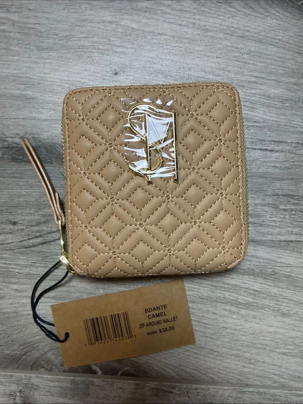 Quilted Zip-Around Wallet - Camel